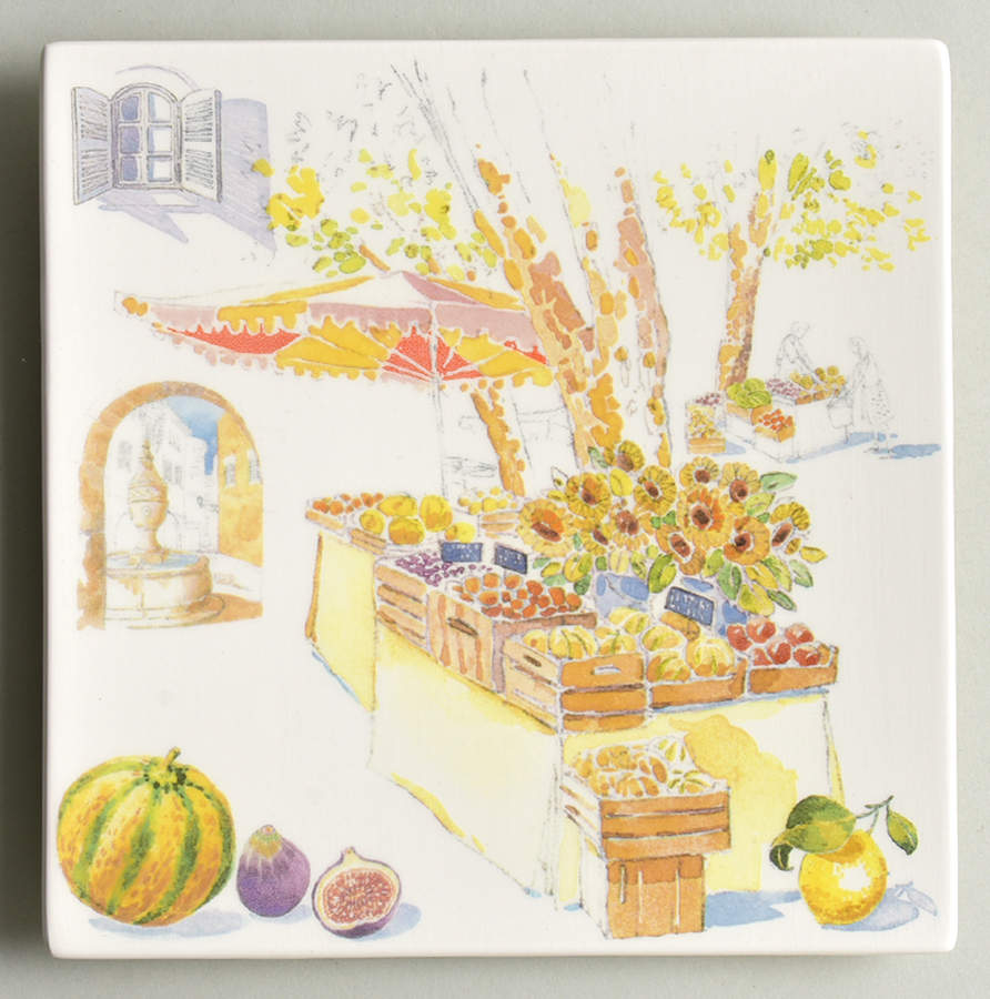 Provence 6" Square Plate by Faiencerie De Gien-1