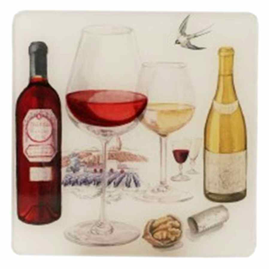 Bouquet Wine Square Acrylic Coaster by Faiencerie De Gien-1
