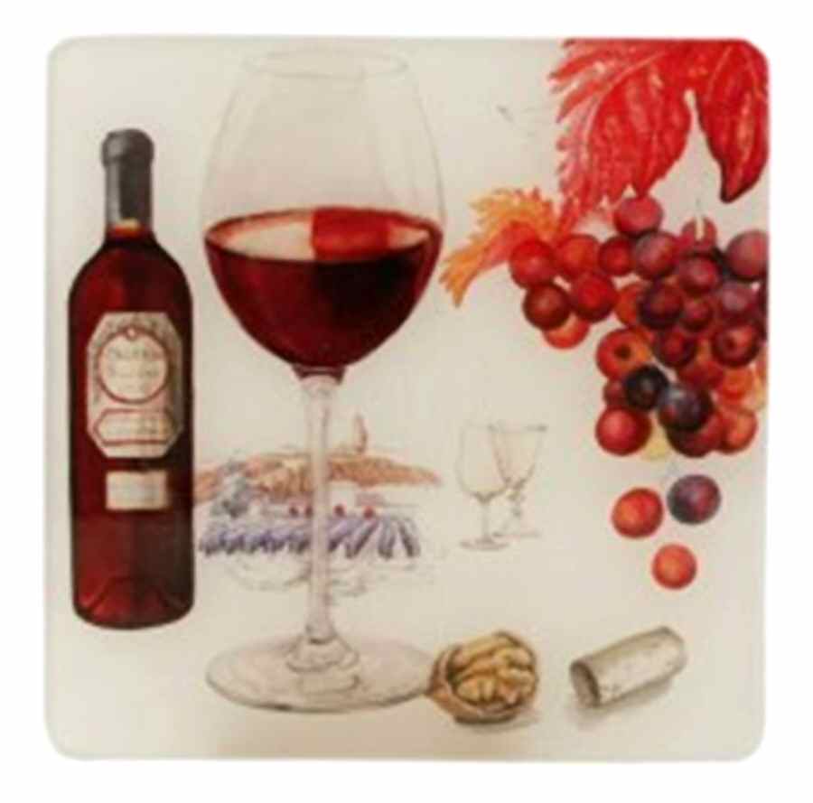 Bouquet Wine Square Acrylic Coaster by Faiencerie De Gien-1