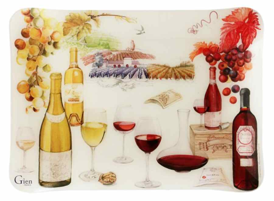 Bouquet Wine 12" Acrylic Rectangular Tray by Faiencerie De Gien-1