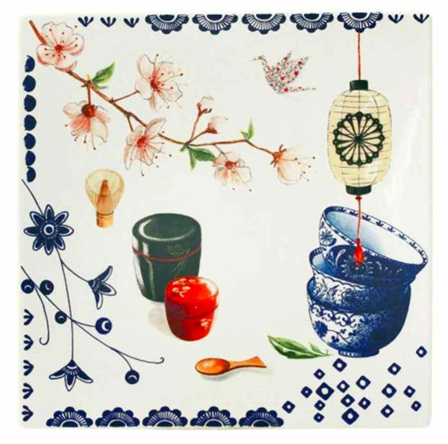 Teatime 6" Square Plate by Faiencerie De Gien-1