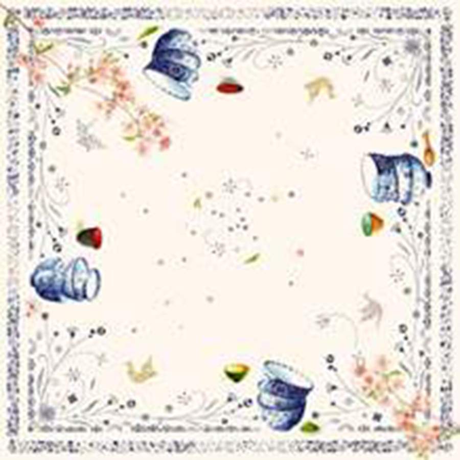 Teatime 47" Square Tablecloth by Faiencerie De Gien-1