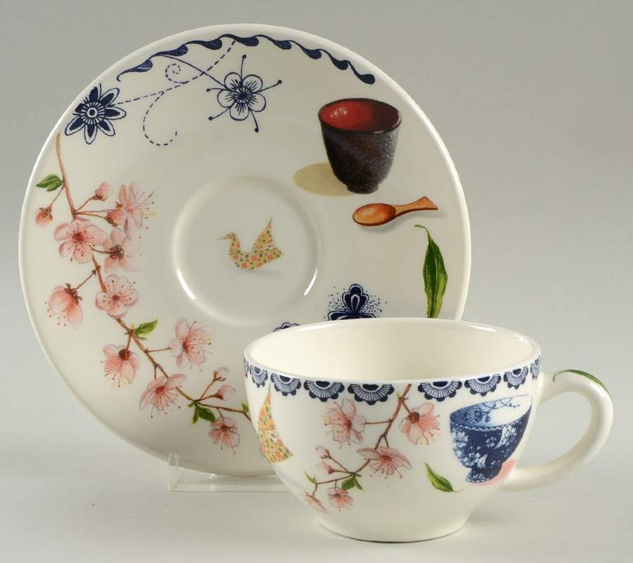 Teatime Flat Cup & Saucer Set by Faiencerie De Gien-1
