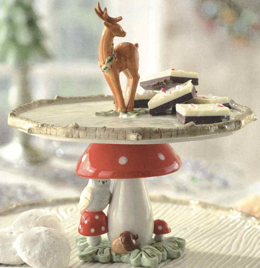 Winter Wilderness 8" Diameter Pedestal Cake Stand by Grasslands Road-1