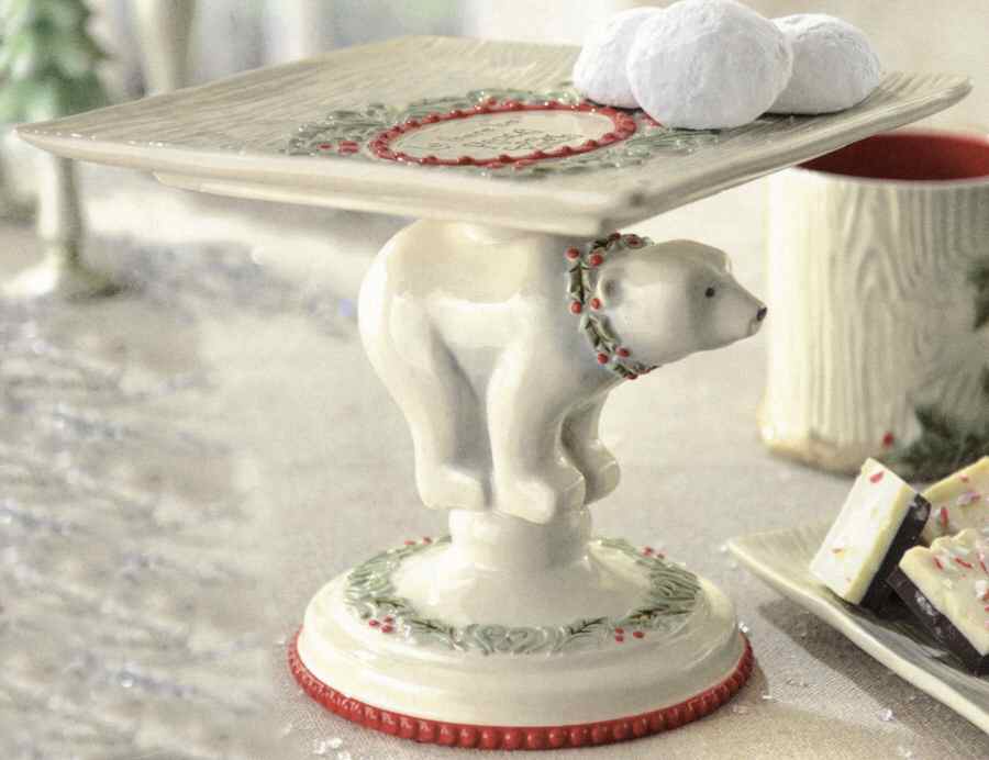 Winter Wilderness 8" Diameter Square Pedestal Cake Stand by Grasslands Road-1