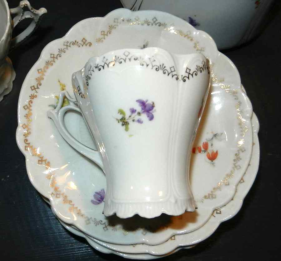 Dresden Flowers Flat Cup & Saucer Set by Germany-1