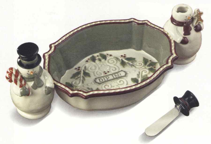 Winter Setting Dip Bowl with 2 Motif Spreaders by Grasslands Road-1