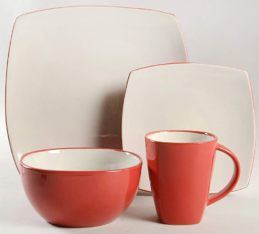 Soho Lounge Two Tone Red 4 Piece Place Setting by Gibson Designs-1
