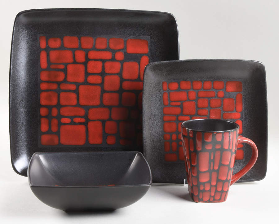 Cabazon Red 4 Piece Place Setting by Gibson Designs-1