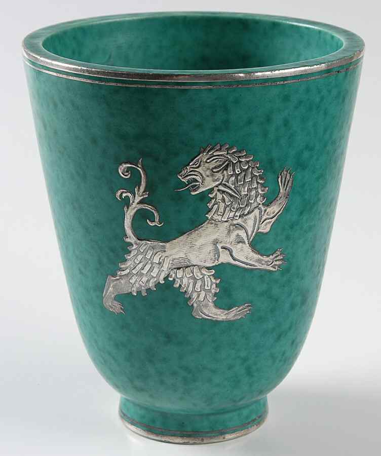 Turquoise Argenta 5" Vase by Gustavsberg-1