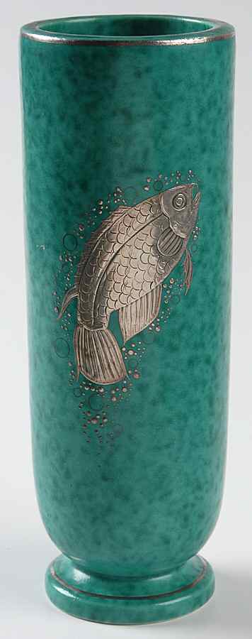 Turquoise Argenta 8" Vase by Gustavsberg-1