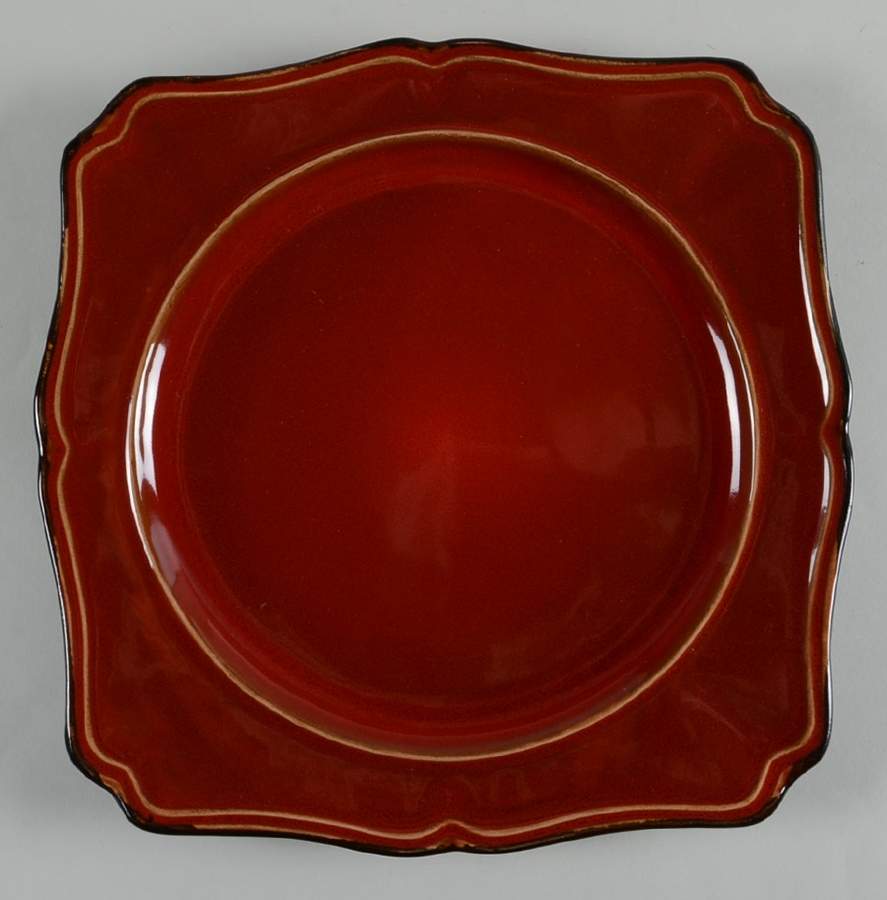 Ashbury Red Square Dinner Plate by Gibson Designs-1