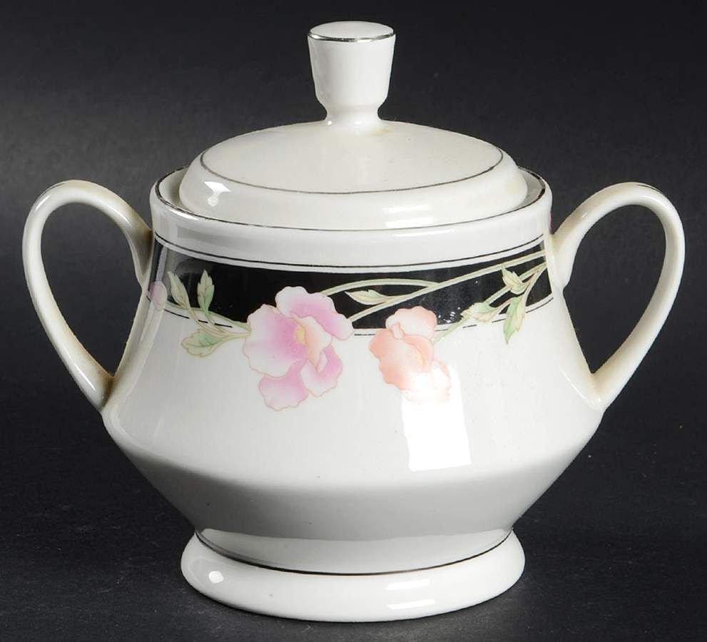 Black Satin Sugar Bowl & Lid by Gibson Designs-1