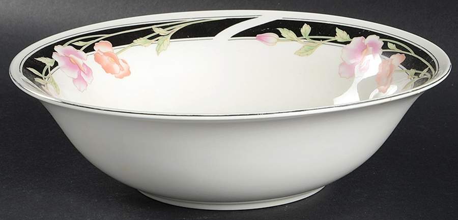 Black Satin 9" Round Vegetable Bowl by Gibson Designs-1