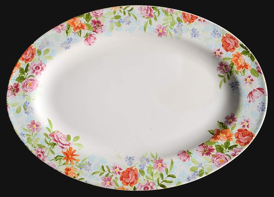 Spring Bouquet 14" Oval Serving Platter by Gorham-1