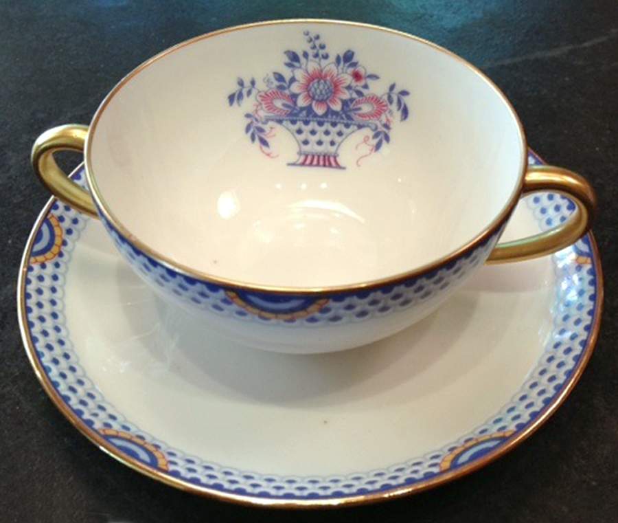 GRR19 Flat Cream Soup Bowl & Saucer Set by Granger-Limoges-1