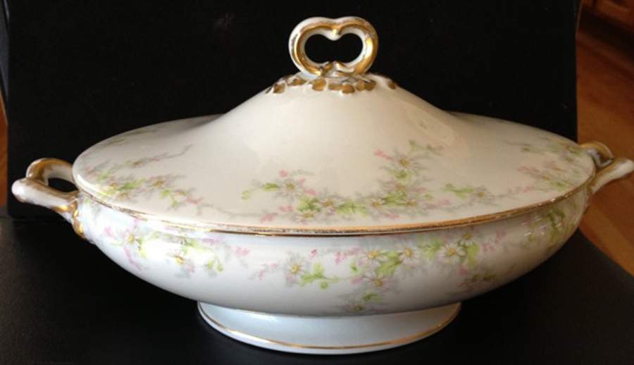 GUE67 (Gold Trim) Round Covered Vegetable by WM Guerin-1