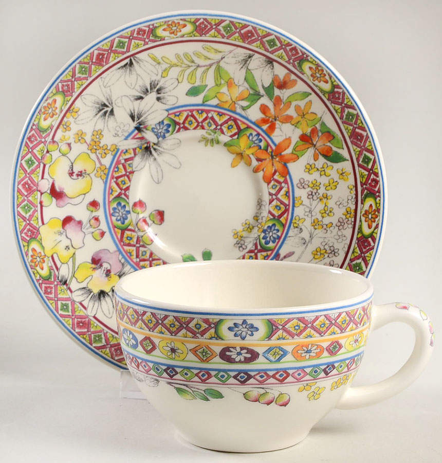 Bagatelle Flat Cup & Saucer Set by Faiencerie De Gien-1