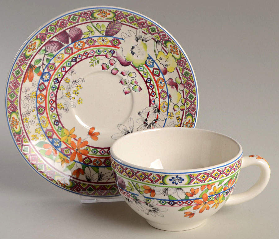 Bagatelle Breakfast Cup & Saucer Set by Faiencerie De Gien-1