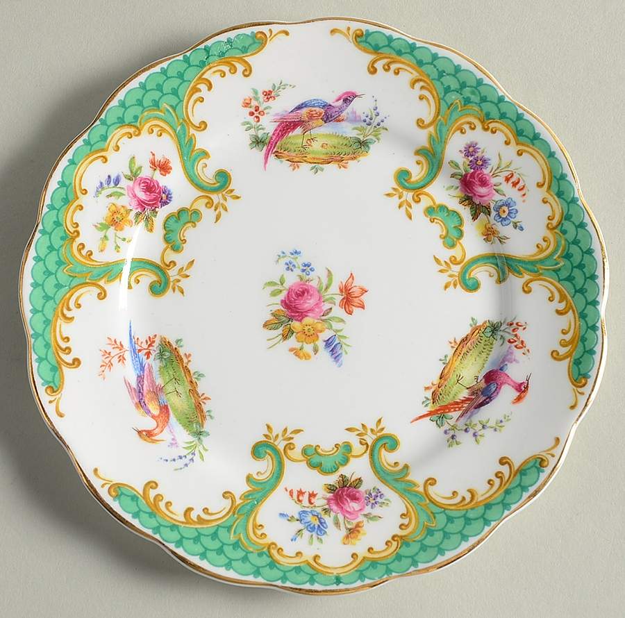 Rutland Green (Scalloped, Gold Trim) Bread & Butter Plate by Grosvenor-1
