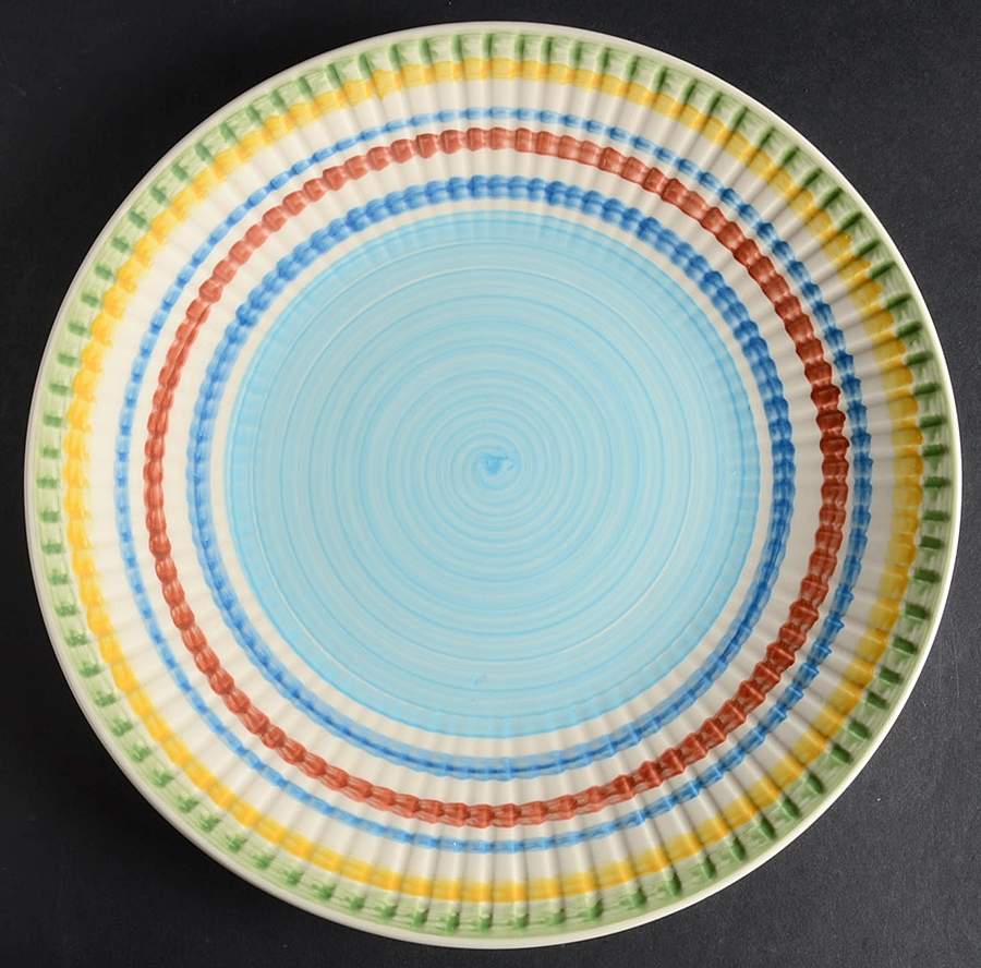 Festive Stripes Blue Dinner Plate by Gibson Designs-1