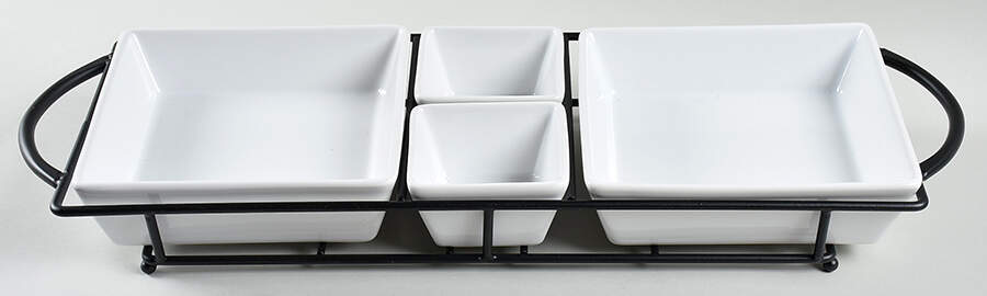 Gracious Dining (4 Section) Rectangular Server & Metal Stand by Gibson Designs-1