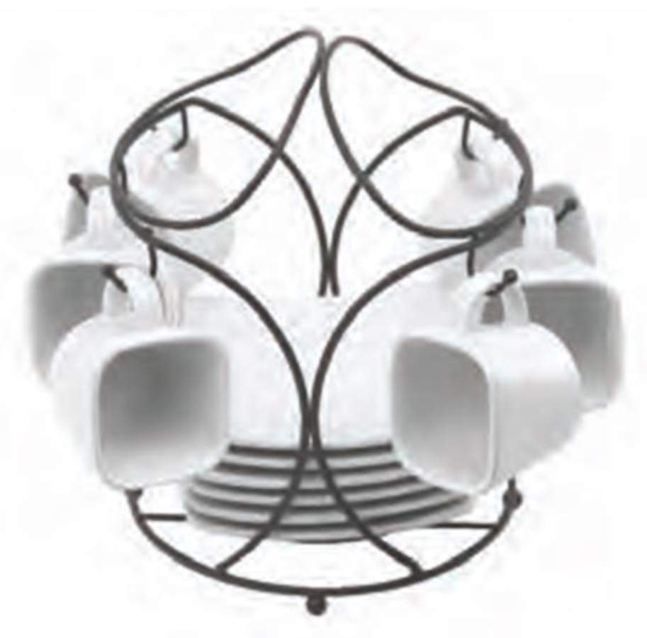 Gracious Dining 13pc Espresso Set (6 Cup & Saucer W/Metal Rack) by Gibson Designs-1