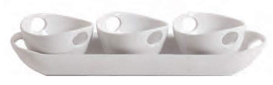 Gracious Dining Condiment Set-3 Open Bowls & Tray by Gibson Designs-1