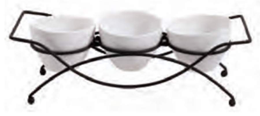 Gracious Dining Condiment Bowl - Set of 3 & Metal Stand by Gibson Designs-1