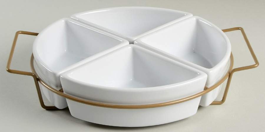 Gracious Dining (4 Section) Round Server & Metal Stand by Gibson Designs-1