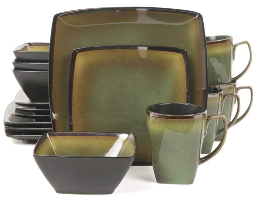Tequesta Square Green Dinner Plate by Gibson Designs-1