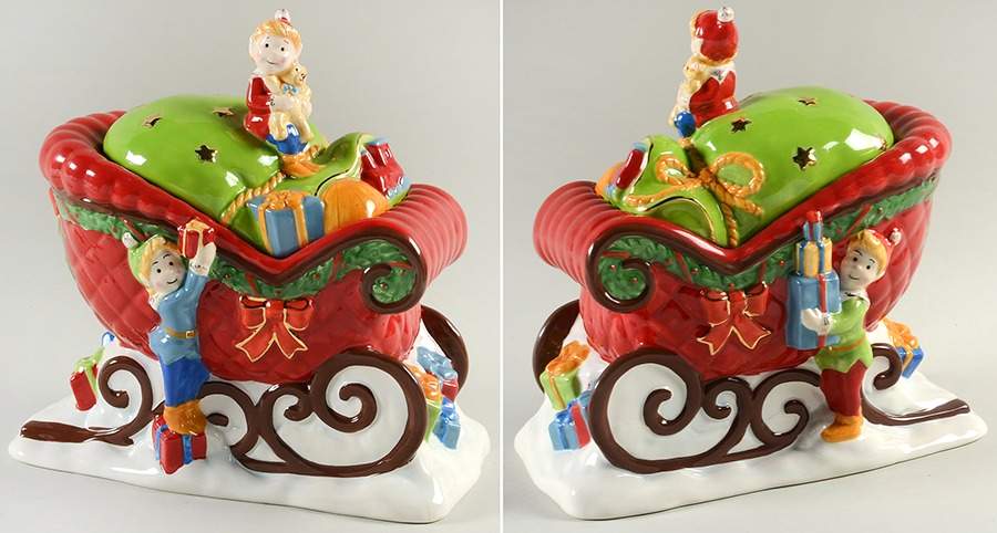 Once Upon a Christmas Figural Cookie Jar & Lid by Gorham-1