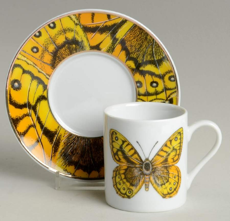 Fancy Butterfly Espresso Cup and Saucer Set by Grace's Teaware-1