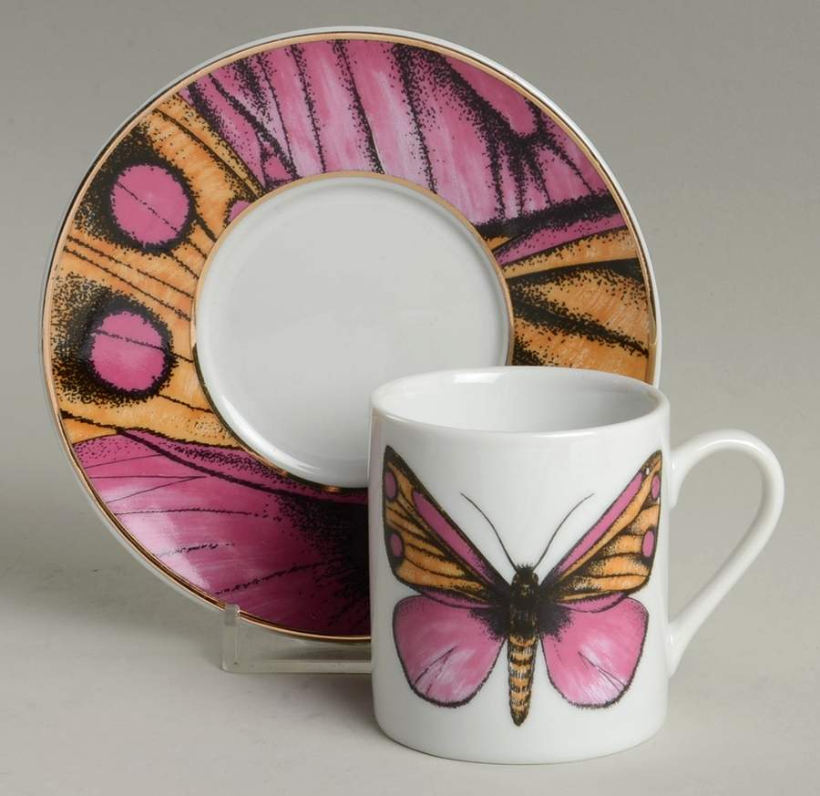Fancy Butterfly Espresso Cup and Saucer Set by Grace's Teaware-1