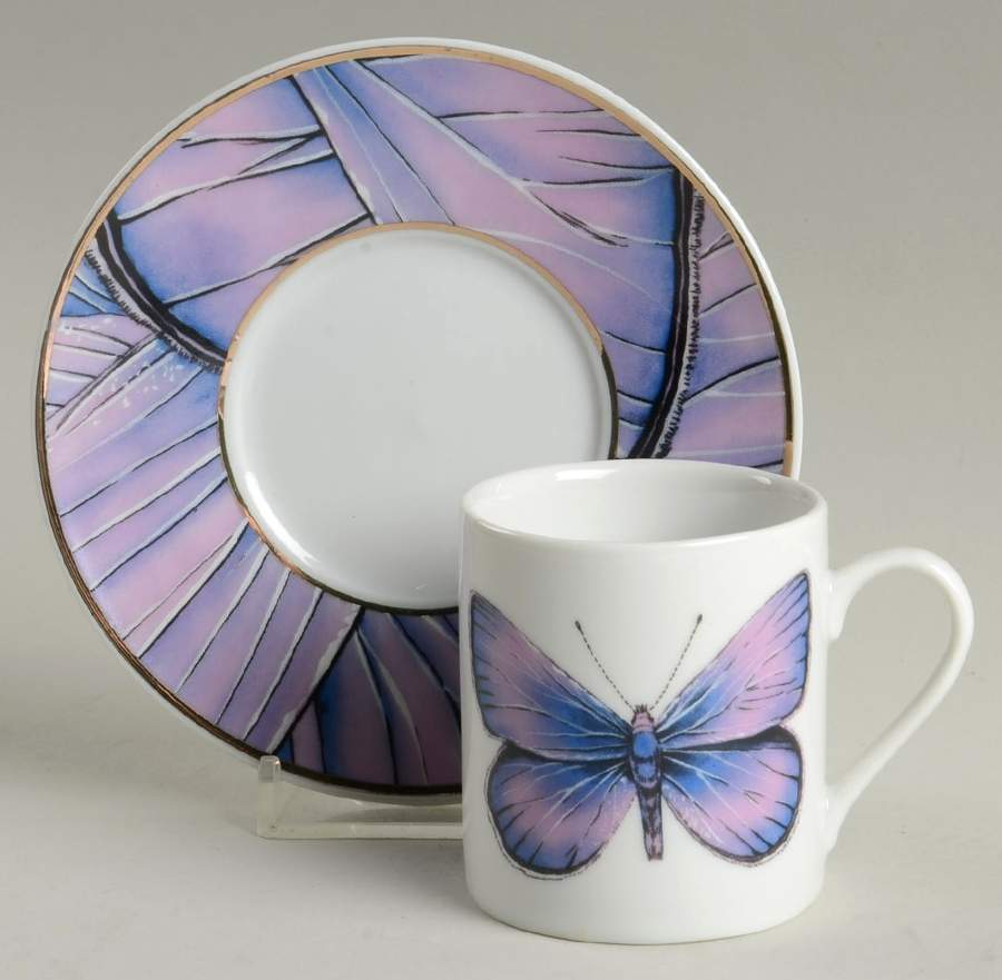 Fancy Butterfly Espresso Cup and Saucer Set by Grace's Teaware-1