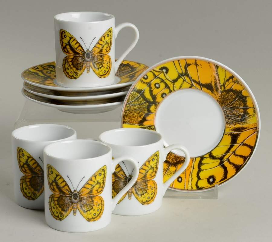 Fancy Butterfly Espresso Cup & Saucer Set - Set of 4 by Grace's Teaware-1