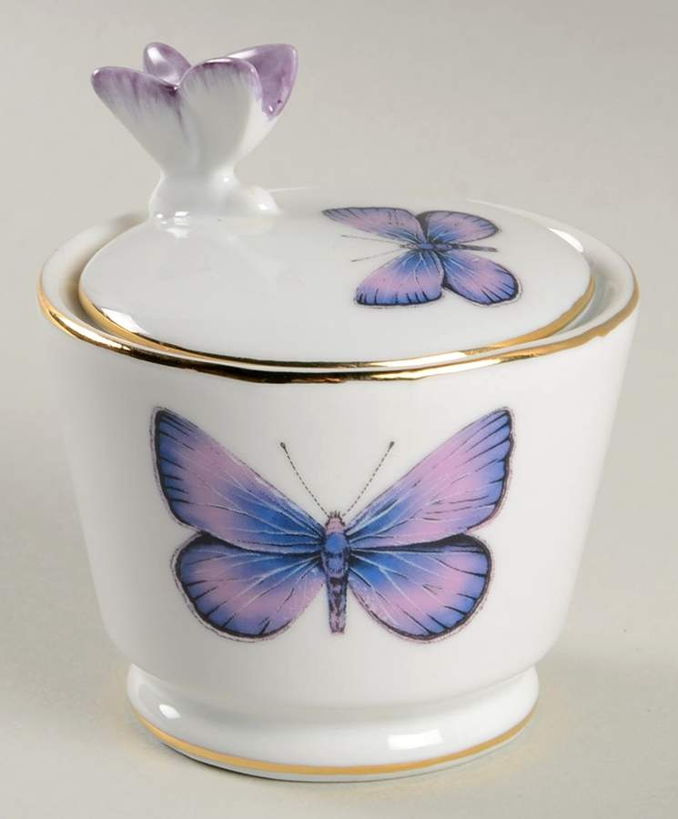 Fancy Butterfly Sugar Bowl & Lid by Grace's Teaware-1