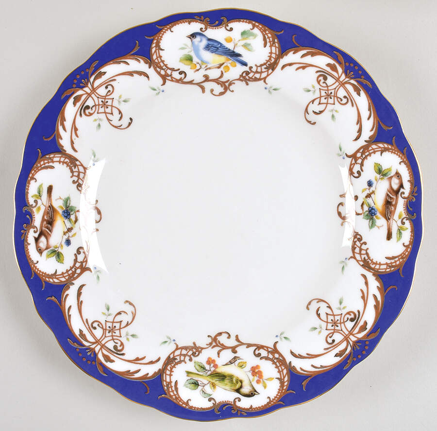 Birds Royal Blue Dinner Plate by Grace's Teaware-1