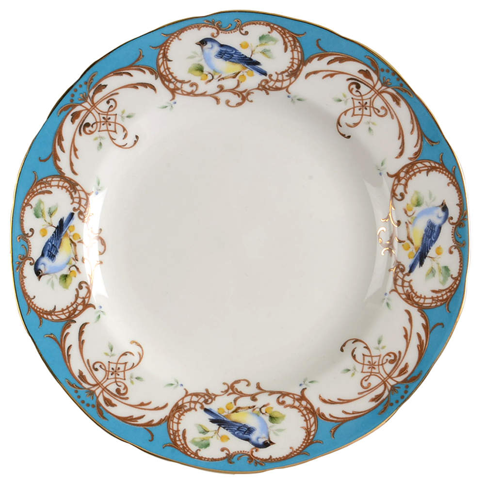 Birds Peacock Blue Dessert/Pie Plate by Grace's Teaware-1