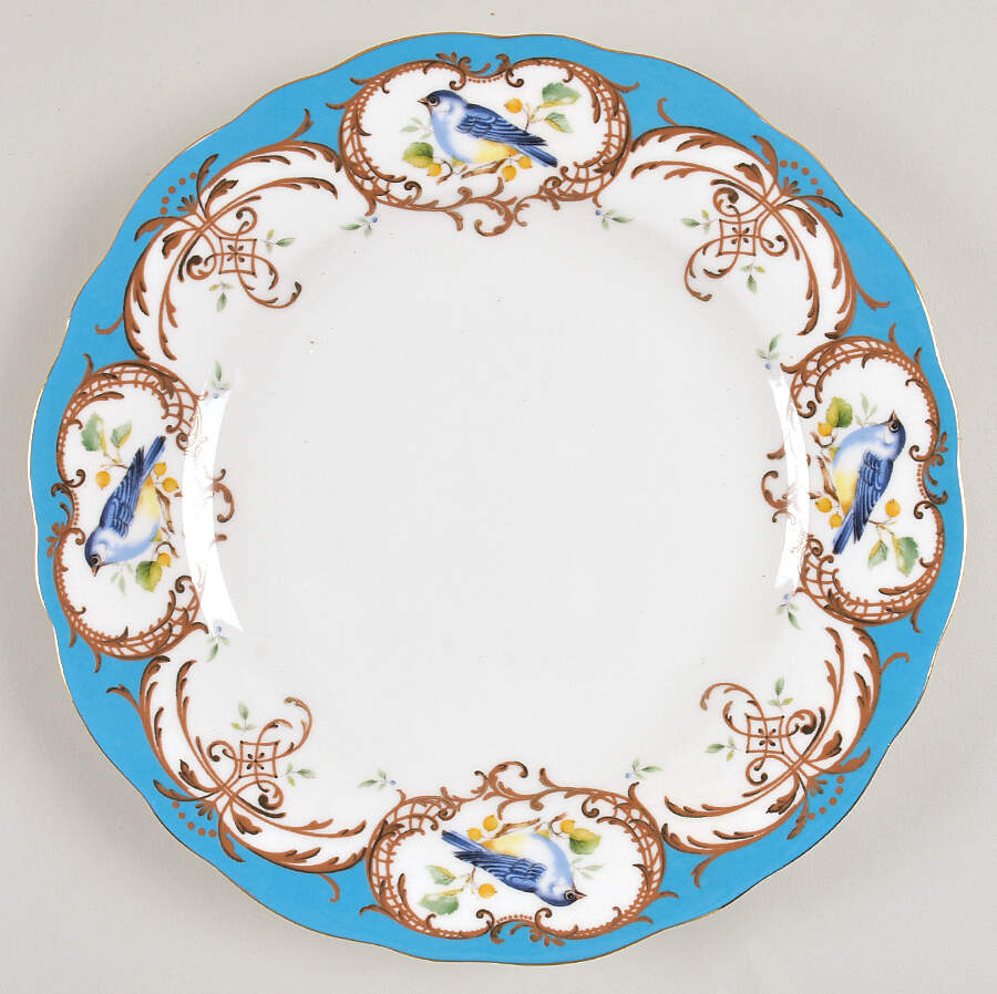 Birds Peacock Blue Dinner Plate by Grace's Teaware-1