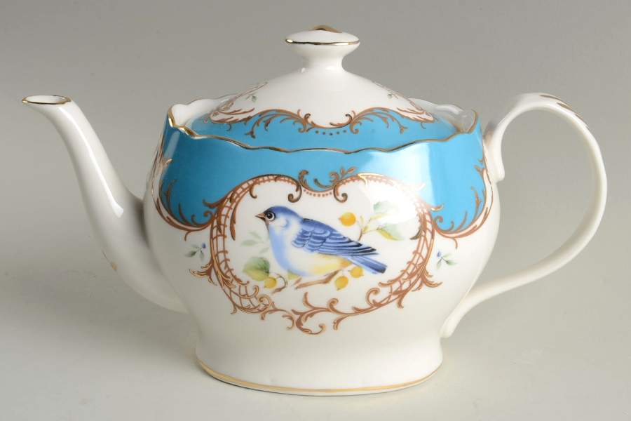 Birds Peacock Blue Teapot & Lid by Grace's Teaware-1