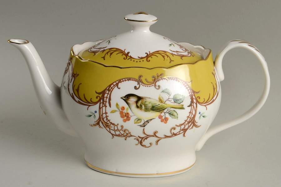 Birds Yellow Teapot & Lid by Grace's Teaware-1