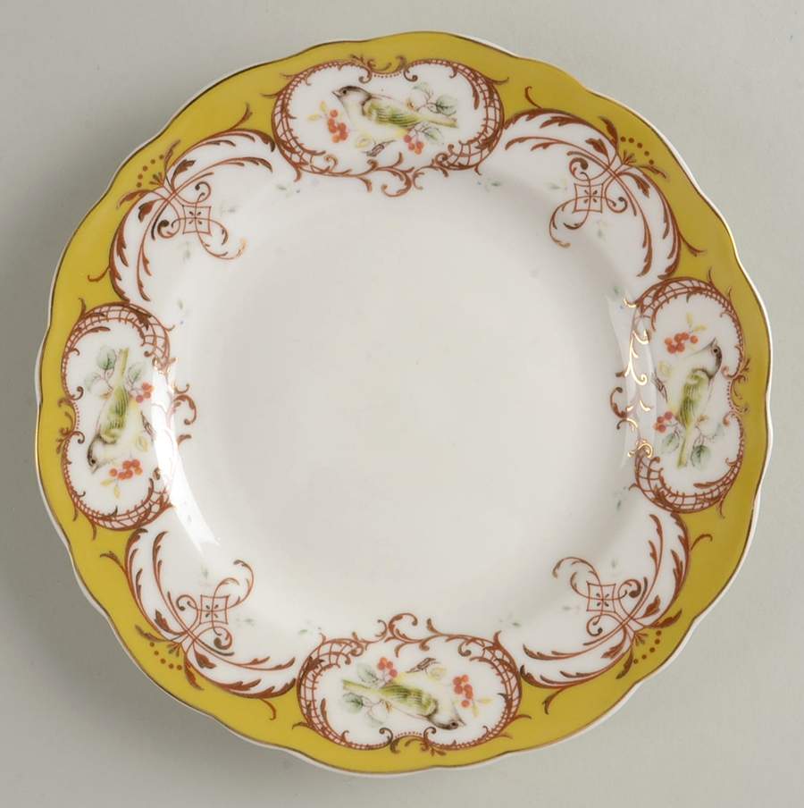 Birds Yellow Dessert/Pie Plate by Grace's Teaware-1