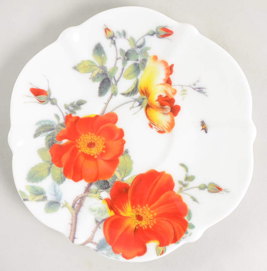 Rose and Poppy Saucer for Flat Cup by Gracie Bone China-1