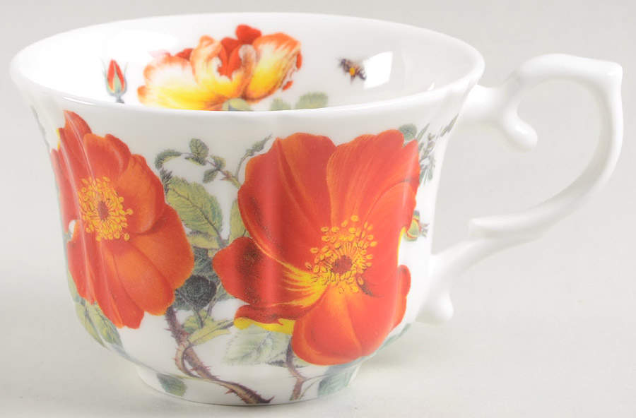 Rose and Poppy Flat Cup by Gracie Bone China-1