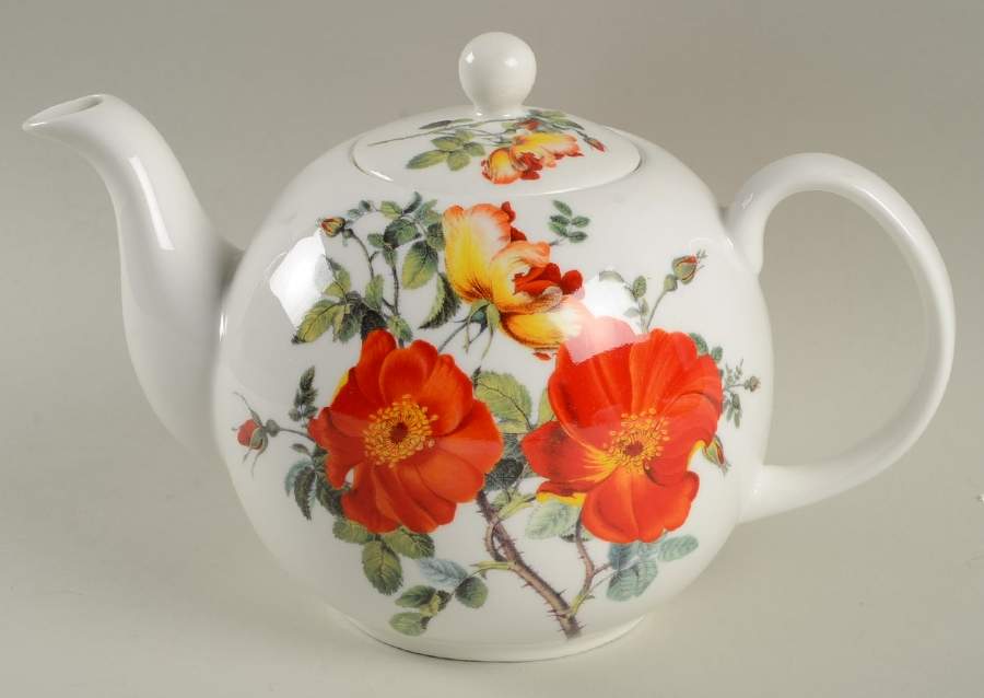 Rose and Poppy Teapot & Lid by Gracie Bone China-1