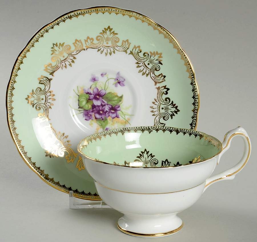 Sweet Violets Footed Cup & Saucer Set by Grosvenor-1
