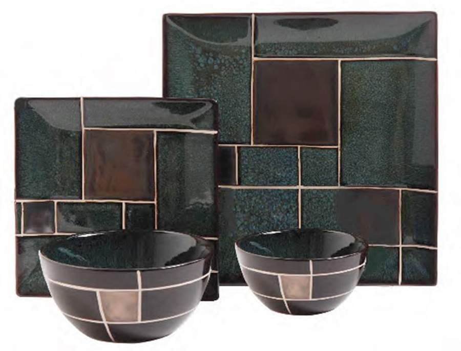 Azeal Black Square Dinner Plate by Gibson Designs-1