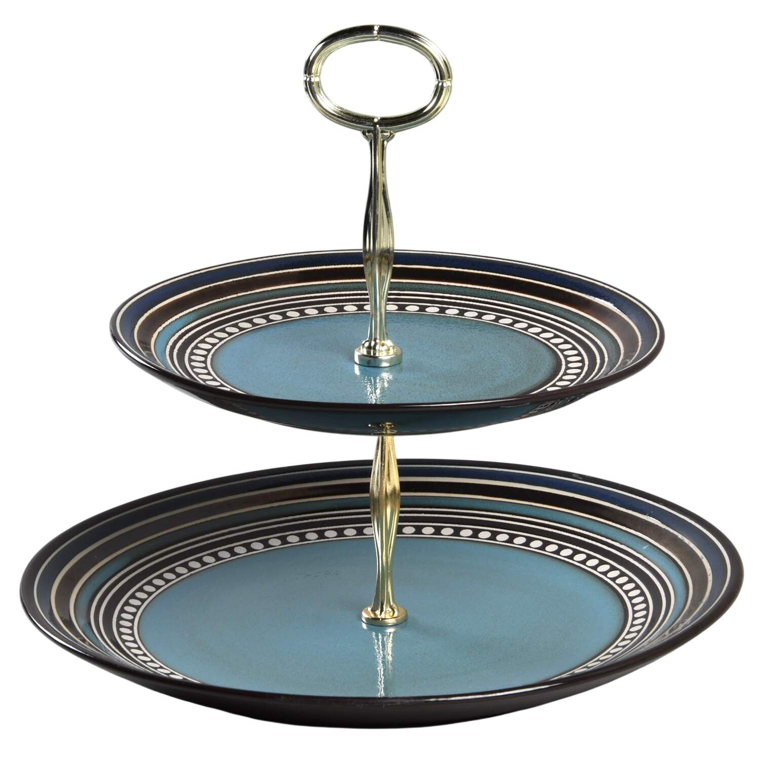 Cafe Versailles Blue 6 5/8"-10"  2 Tiered Serving Tray (Dp, Sp) HC by Gibson Designs-1