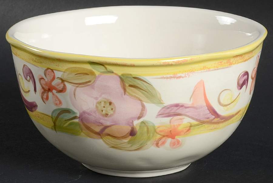 Hammered Shades Violet Floral Soup/Cereal Bowl by Gibson Designs-1